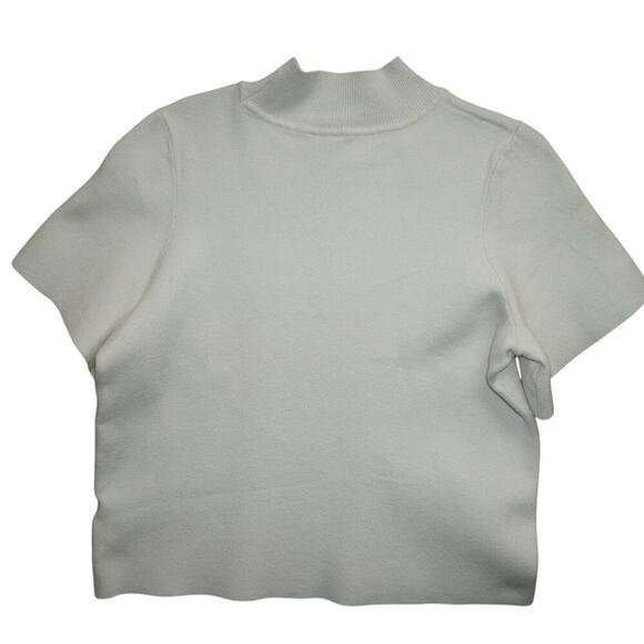 MOTH Women’s M White Mock Neck Short Sleeve Sweater Top Soft Stretch Minimalist - Picture 2 of 5